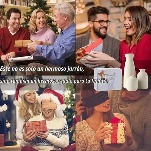Vista 7 de CEMABT Juego de 3 jarrones de cerámica beige pequeños para decoración, decoración moderna boho de granja para el hogar, jarrón decorativo