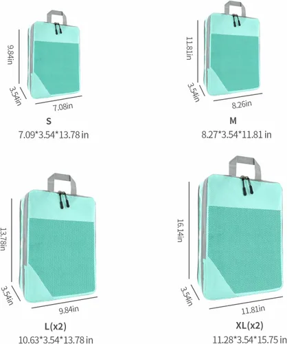 Vista 4 de BRAQ Juego de 6 cubos de compresión para maletas, bolsas organizadoras de viaje para equipaje, bolsas de compresión de viaje para empacar como