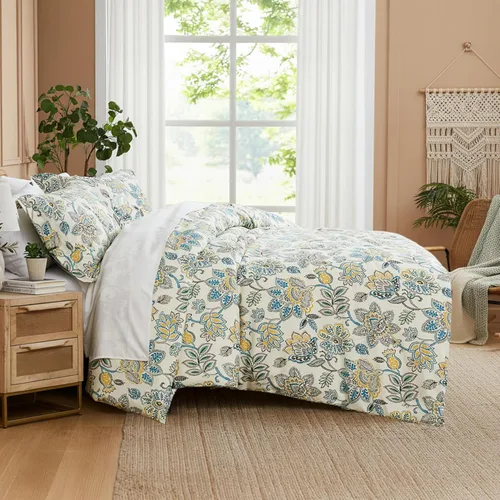Vista 51 de Southshore Fine Living, Inc. Juego de edredón costero individual XL, edredón de plumón alternativo a rayas azules, tamaño individual XL con funda