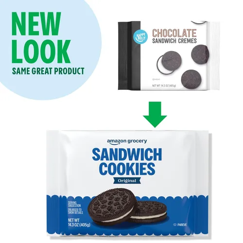 Vista 4 de Amazon Grocery, Galletas de sándwich originales, 14.3 onzas (anteriormente Happy Belly, el embalaje puede variar)