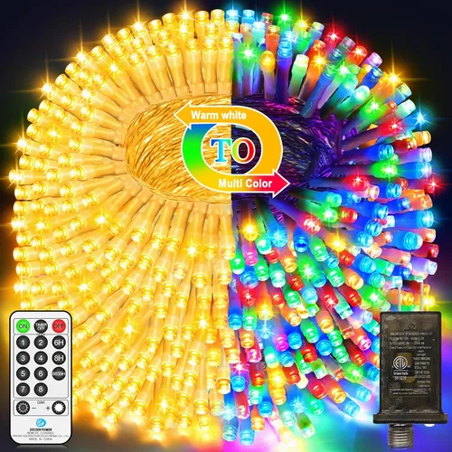 Vista 10 de Luces de Navidad de 200 pies con 500 luces LED para decoración al aire Rojo+Verde