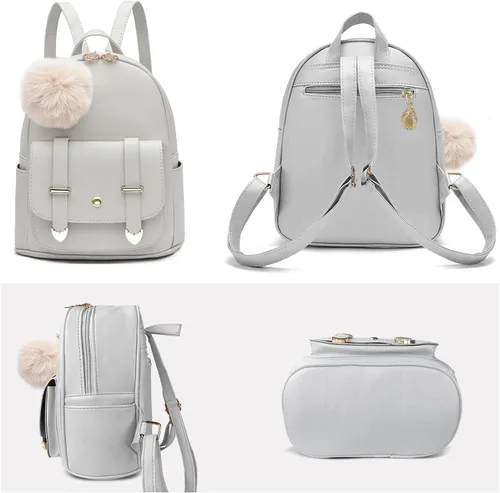 Vista 3 de Linda mochila pequeña para niñas, bolsas escolares de moda de piel sintética, mochila casual para adolescentes y mujeres, Lindo
