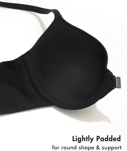 Vista 4 de DELIMIRA Women's Front Closure Seamless Lightly Padded Bra Underwire T-Shirt Plunge Bras