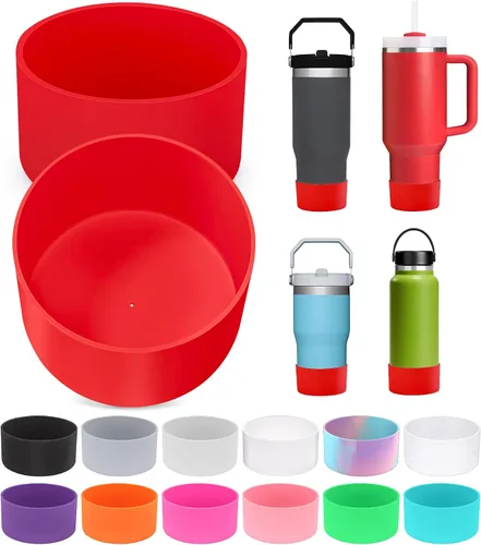 Vista 10 de PICcircuit 2 piezas para Stanley Boot, fondo de silicona para Quencher Adventure 40oz 30oz botella IceFlow 20oz 30oz y para vaso Hydroflask 12-24oz