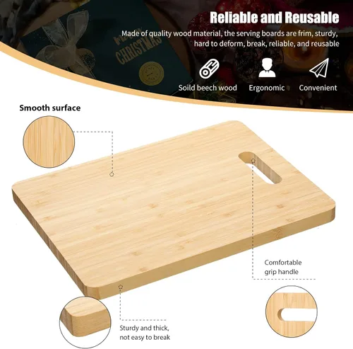 Vista 3 de Patelai 12 tablas de cortar de bambú gruesas para cortar madera a granel, manualidades sin terminar, para servir charcuterías, para bricolaje, boda