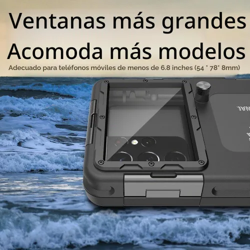 Vista 5 de Hllhunkhe Funda universal subacuática para esnórquel, buceo profesional, impermeable, para iPhone 7-17 Pro/Pro Max/Plus/Mini, Galaxy S10-S25