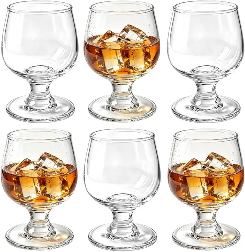 Vista 10 de Valeways Juego de 6 mini vasos de chupito de 1.75 onzas, transparentes, súper lindos, perfectos para degustar brandy - Snifters de vidrio