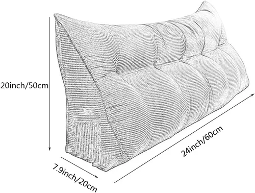 Vista 6 de Almohada triangular grande de apoyo de posicionamiento para leer en la cama, cojín lumbar para sofá cama, almohada de cabecera de cuña con funda Azul