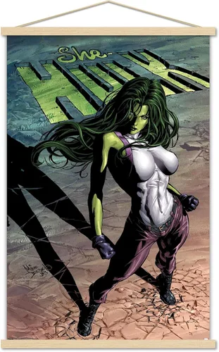 Vista 16 de Trends International Marvel Comics She-Hulk - Póster de pared #29 de She-Hulk, 14.725 x 22.375 pulgadas, versión enmarcada de madera de granero