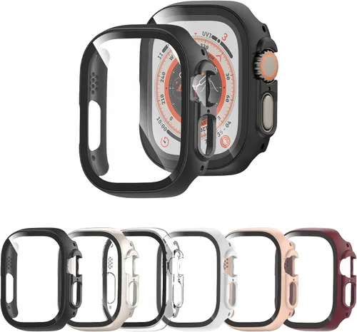 Vista 14 de 6 Pack de fundas rígidas de PC con protector de pantalla de vidrio templado para Apple Watch 40mm SE 3/SE (2ª Gen) Series 6/SE/5/4, Rontion - Funda