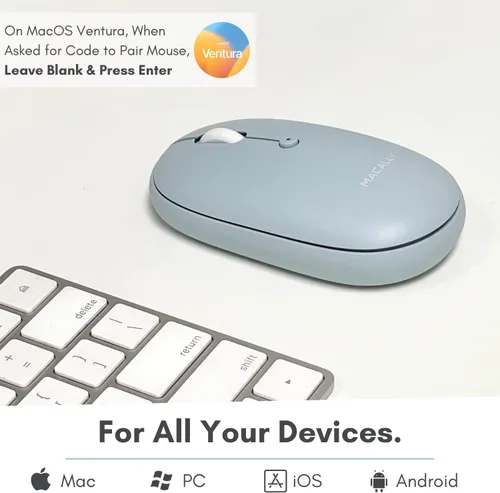 Vista 2 de Macally Ratón inalámbrico Bluetooth – silencioso, cómodo, recargable para MacBook Air/Pro, Mac, iMac, Apple iPad – Mouse inalámbrico para laptop, PC