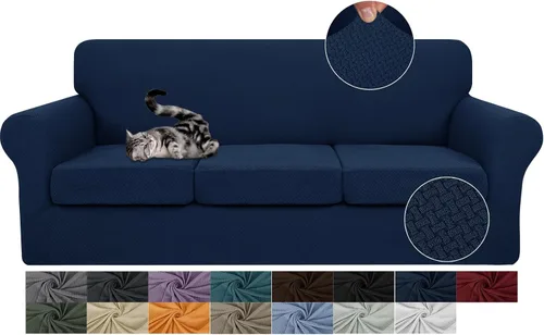 Vista 47 de JIVINER Fundas de sofá de 3 piezas para sofá de 2 cojines, funda elástica para sofá con 2 fundas de cojín de asiento extra grandes, fundas de sofá