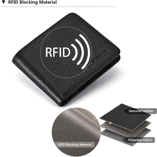 Vista 5 de BOSTANTEN Billeteras de piel auténtica para hombre, con bloqueo RFID y 2 ventanas de identificación
