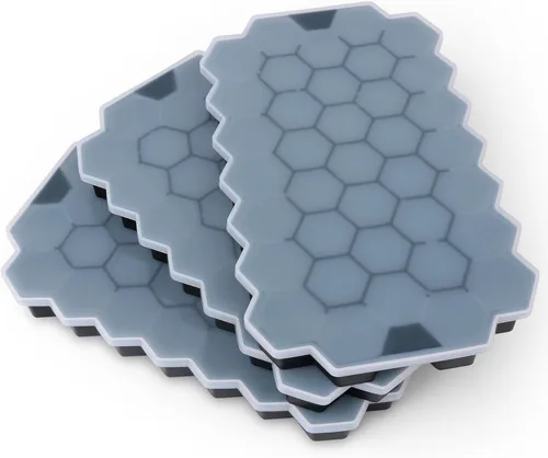 Vista 7 de Bandejas de cubitos de hielo para congelador con tapa-37 cuadrícula de silicona para moldes pequeños de cubitos de hielo, fácil de liberar y Azul