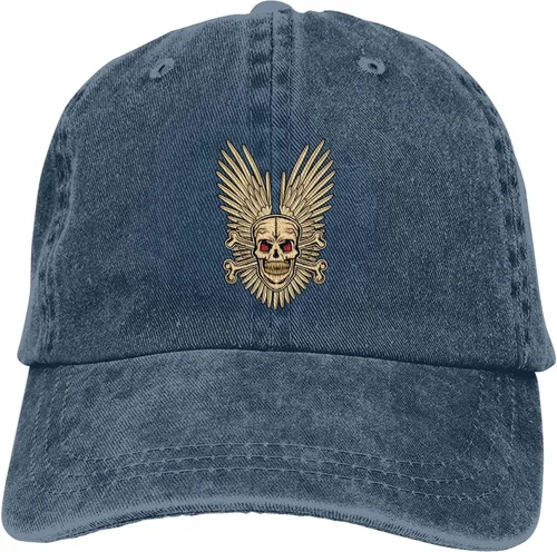 Vista 9 de Cowboy Hat Trendy Hats for Man and Women Djustable Four Season Outdoor Baseball Cap of Hell Skull with Angel Navy Blue