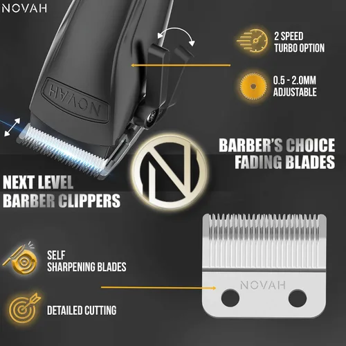 Vista 2 de Novah Cortadoras de Cabello Profesionales para Hombres, Cortadoras de Peluquero Profesionales, Cortadora de Cabello Eléctrica Inalámbrica