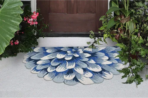 Vista 7 de Liora Manne Mum Aqua - Alfombra para interior/exterior, 3 pies, redonda
