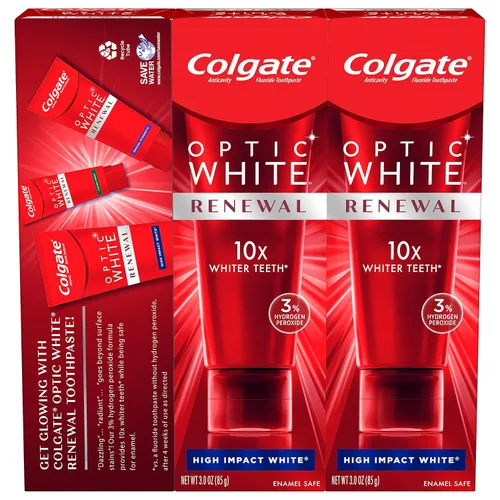 Vista 5 de Colgate Optic White Renewal - Pasta dental blanqueadora para fortalecer el esmalte, 85 g