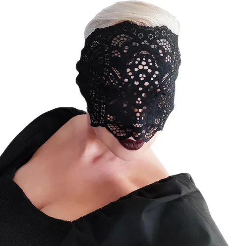 Vista 5 de Máscaras de encaje negro de cara completa para mujeres Colección de máscaras de encaje hechas a mano