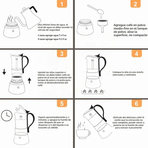 Vista 9 de Cafetera de acero inoxidable de cristal transparente Moka Pot 4 Cup 7.4 fl oz