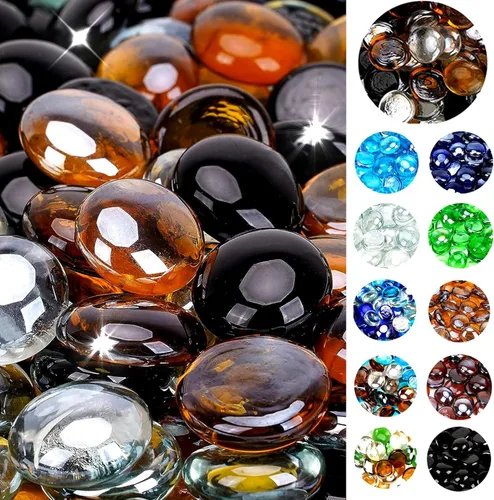 Vista 11 de onlyfire Cuentas de vidrio planas para hoguera de propano, rocas de vidrio reflectantes de 1/2 pulgada, canicas planas de 10 libras para chimenea