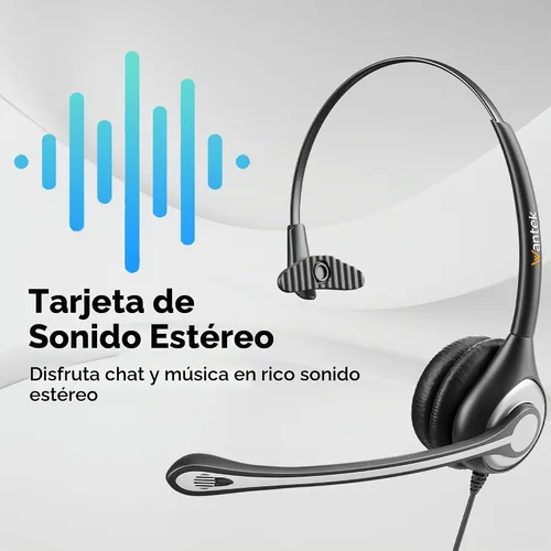 Vista 4 de Auriculares con micrófono, auriculares USB con micrófono para PC, auriculares de computadora con micrófono de cancelación de ruido con función