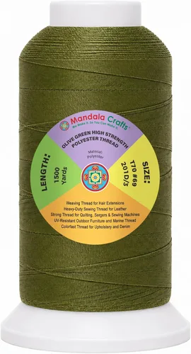 Vista 38 de Mandala Crafts Airforce Blue Tex 70 - Hilo de poliéster para tapicería 1500 Yds T70 UV Resistant Strong Thread for Leather Sewing, Marine