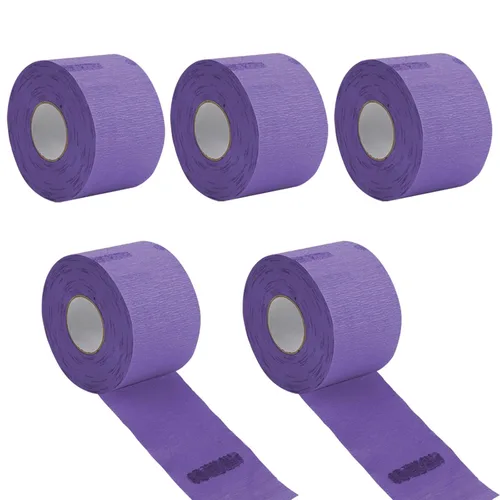 Vista 9 de Tiras de cuello de peluquero – 5 rollos de 500 piezas de papel negro, desechable y flexible para cortar el cabello, suministros de salón, resistente
