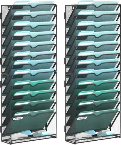 Vista 12 de SUPEASY Organizador de archivos de pared de 6 niveles, archivos de pared colgantes para papeles, carpetas, revistas, organizador de pared