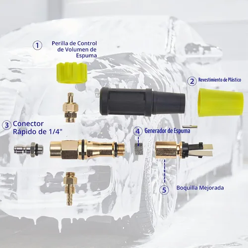 Vista 7 de M MINGLE Cañón de espuma para lavadora a presión, rociador de espuma para automóvil con conector rápido de 1/4 de pulgada, boca ancha resistente