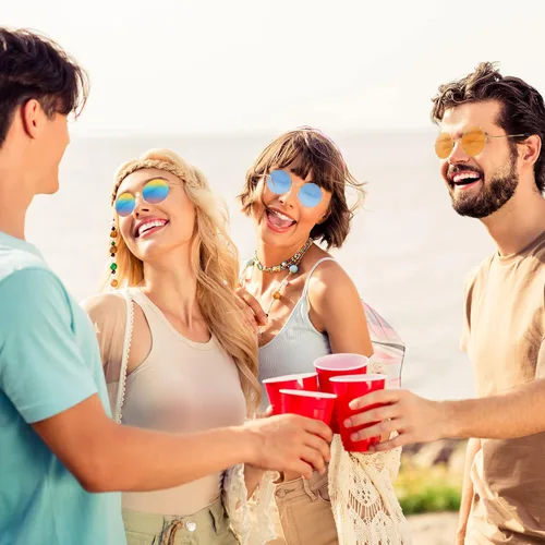 Vista 6 de CHRORINE Gafas de sol hippie para mujeres y hombres, decoraciones de fiesta hippie