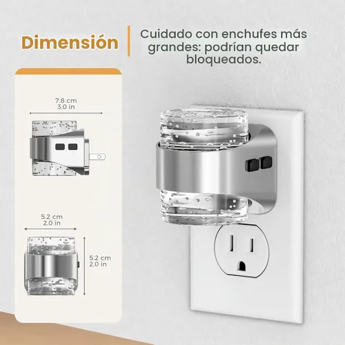 Vista 7 de Briignite Luces nocturnas que se enchufan en la pared, diseño de burbujas Plateado