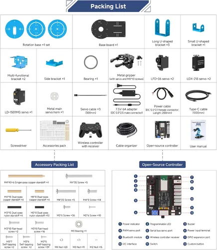 Vista 4 de Kit de brazo robótico 6DOF Robot de programación con 6 servos, mango, garra mecánica, etc, control de aplicación de software de PC con tutorial