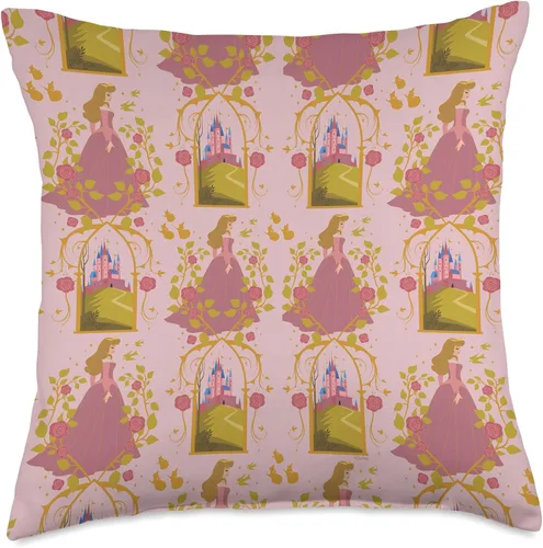 Vista 5 de Disney Princess Sleeping Beauty Anniversary Aurora & Castle - Almohada (16 x 16 pulgadas), multicolor