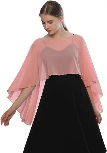 Vista 4 de LMVERNA Chal para mujer, capas formales de gasa, ligeras, transparentes para cubrir el vestido