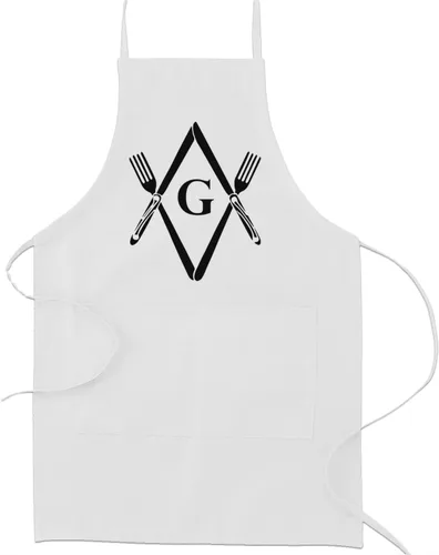 Vista 5 de Cuchillos y tenedores Square & Compass Masonic Cooking Kitchen Delantal - [Negro]