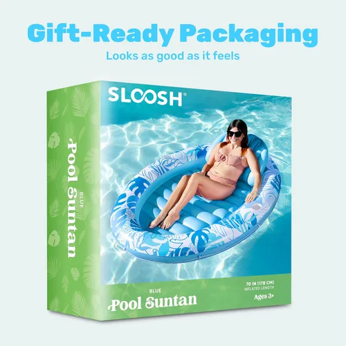 Vista 10 de Sloosh Flotador inflable para piscina, flotador ovalado de 70 x 50 pulgadas para adultos, flotadores de balsa para piscina, tumbona personal