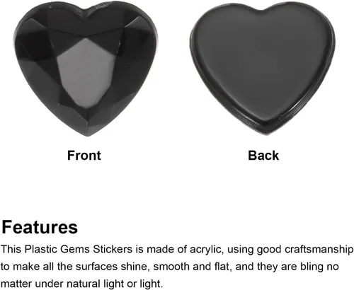 Vista 4 de MECCANIXITY 40 piezas de cuentas de acrílico con forma de corazón, 12 mm, con parte trasera plana, gemas de plástico para joyería, pegatinas
