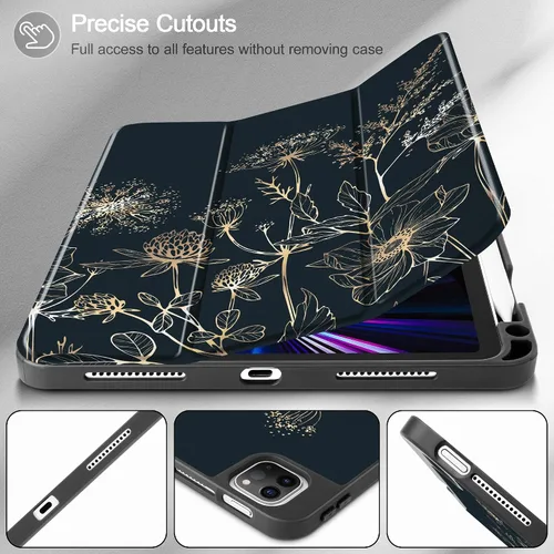 Vista 5 de May Chen Funda para iPad Pro de 11 pulgadas (4ª, 3ª, 2ª y 1ª generación) 2022 2021 2020 2018, soporte triple + soporte para lápiz + encendido