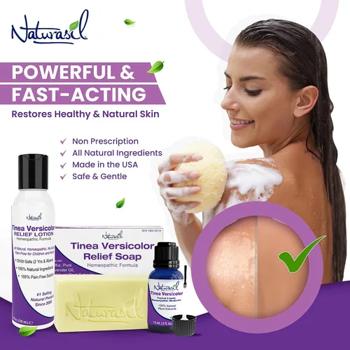 Vista 10 de Naturasil Tinea Versicolor Loción de tratamiento - Loción de azufre Max-Strength 10x para alivio antifúngico de acción rápida Alivia y restaura