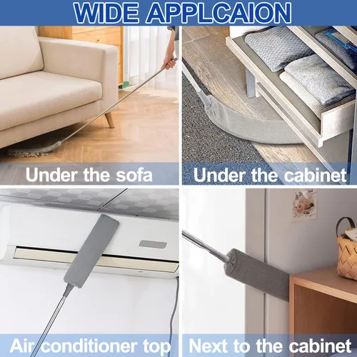 Vista 5 de Limpiador de polvo de microfibra, artefacto de limpieza de polvo de huecos con poste de extensión y cabezal flexible, plumeros extensibles lavables