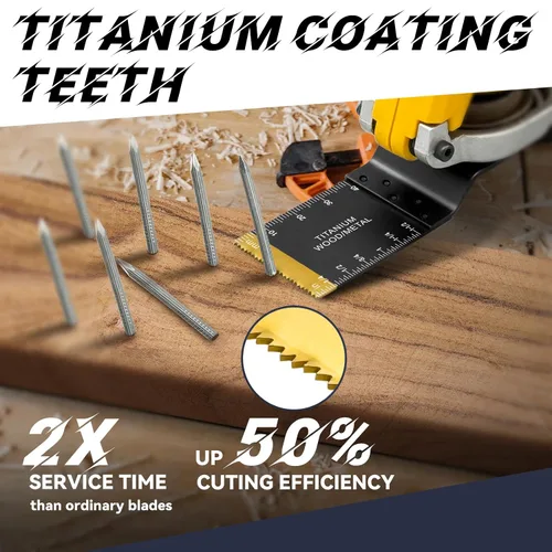 Vista 4 de AIFICUT 15 hojas de sierra oscilantes de titanio, cuchillas multiherramienta universales para clavos de metal, material duro y madera y plástico