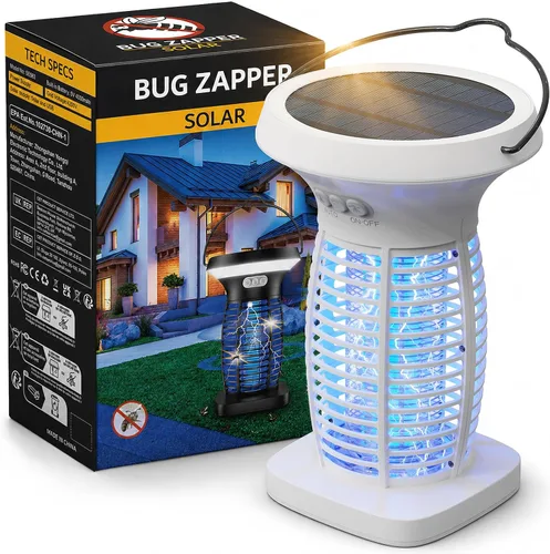 Vista 12 de OnBeam Solar Bug Zapper Outdoor, 4200V Electric Mosquito Killer for Patio Azul profundo