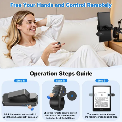 Vista 3 de Anillo girador de páginas para Kindle, control remoto para iPhone, iPad, tabletas Android, lectores electrónicos, girador de páginas para Kindle