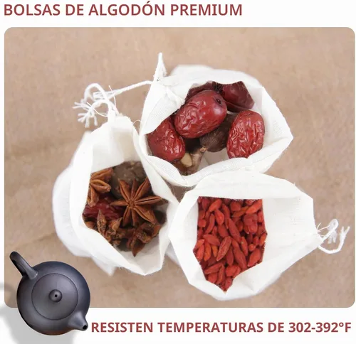 Vista 6 de 50 bolsas de especias para cocinar sopa, 3 x 4 en bolsas de muselina natural con cordón