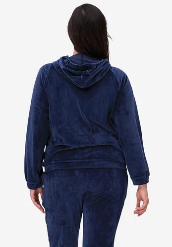 Vista 3 de ellos Sudadera con capucha de terciopelo con cremallera frontal para mujer