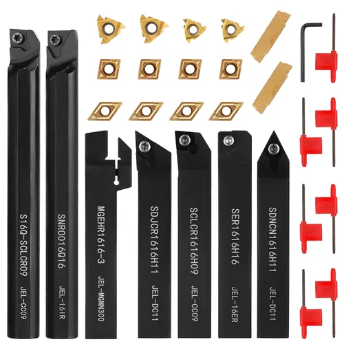 Vista 10 de Herramienta de torneado de torno indexable de 1/2 pulgadas y 0.472 in, kit de 12 piezas, 2 piezas de soporte de herramientas de torno de metal