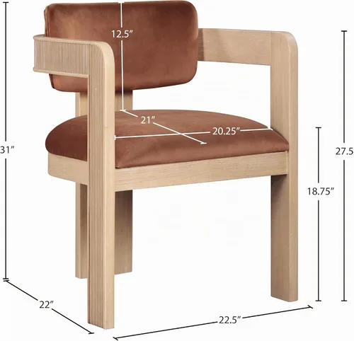 Vista 3 de Meridian Furniture Sacha - Juego de 2 sillas de comedor de terciopelo y Terciopelo coñac