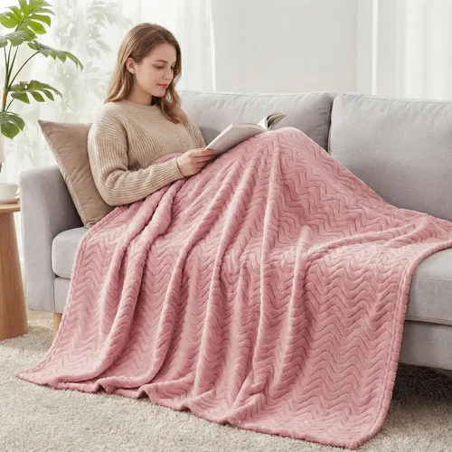 Vista 6 de Exclusivo Mezcla Large Fleece Throw Blanket for Couch, Sofa, Pink Rosa