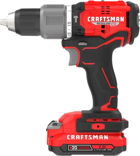 Vista 3 de CRAFTSMAN V20 Kit de taladro de martillo inalámbrico, 1/2 pulgada, 2 baterías y cargador incluidos (CMCD732D2)
